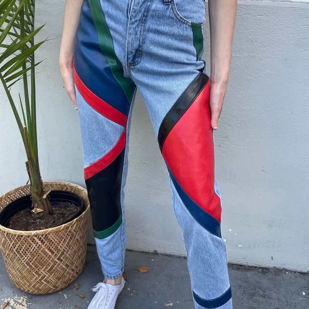 Fredericks of Hollywood Vintage Leather Embellished Jeans